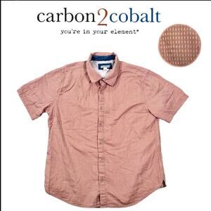 Carbon2Cobalt Button-Up T-Shirt Men’s Large Dune Double Cloth Terracotta Casual